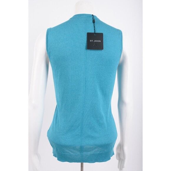 St. John Womens Jersey Knit Shell Tank Sweater XS Turquoise Blue Silk Blend - Picture 5 of 7